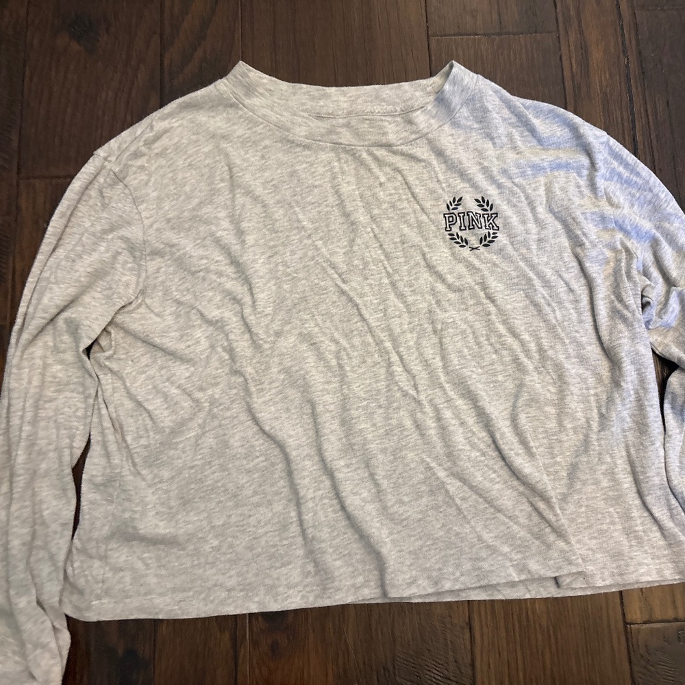 PINK Cropped long sleeve T-Shirt - Size Medium